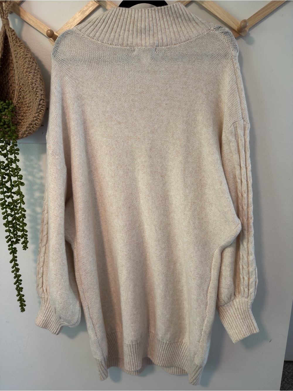 H&M Chunky Cable Knit Sweater Dress XL Cream Beige Wool Blend - Picture 6 of 6